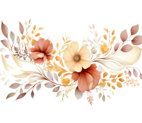 Canvas Print - Watercolor Background With Flowers isolated.