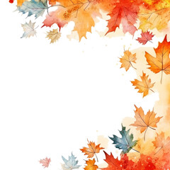 Canvas Print - Autumn background with watercolor maple leaves