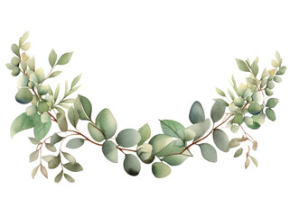 Canvas Print - Eucalyptus leaves in watercolor isolated