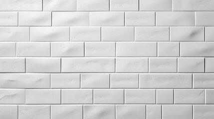  Seamless pattern of wide, white brick subway tiles forming a textured wall background, perfect for a banner panorama. 