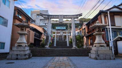 Sticker - Nagasaki, Japan - Nov 28 2022: Suwa Shrine is a major Shinto shrine, it's established as a way of stopping and reverting the conversion to Christianity that took place in Nagasaki