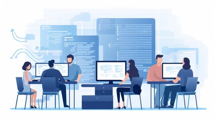 People sitting in front of the computer and write computer code
