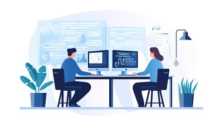 People sitting in front of the computer and write computer code