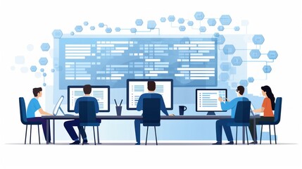 People sitting in front of the computer and write computer code