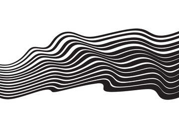 Fototapete - Vector seamless pattern with curve stripe. Black and white stripes as abstract waves for a textured pattern on the background.