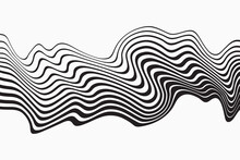 Abstract Wave Background. Black And White Wavy Stripes Or Lines Design. Abstract Weaves Seamless Vector Pattern. 60’s, 70’s Style Hippie Background With Waves, Psychedelic Groovy Texture. 