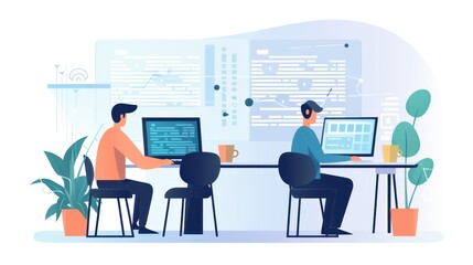 People sitting in front of the computer and write computer code
