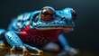 a closeup on a blue color tree frog