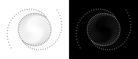 Wall Mural - abstract background with lines and dots in circle. creative spiral as logo or icon. black lines on a