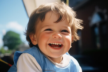 Portrait of a cute little boy laughing