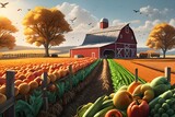 Huge farm being farmed in autumn