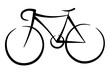Minimalist bike logo. The bicycle is painted with strokes. Two wheeled vehicle. Cycling.