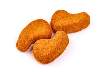 Poster - Deep fried chicken fillet in breadcrumbs, isolated on white background.