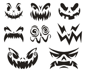 Sticker - Halloween faces set stickers monochrome