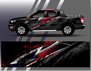 Car wrap design vector. Graphic abstract stripe racing background kit designs for wrap vehicle race car rally adventure and livery