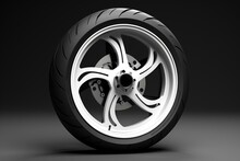 White Motorcycle Rear Wheel. 3D Render. Generative AI