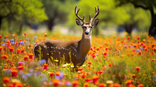 A Graceful Deer And Flower Garden, Background, Illustrations, HD