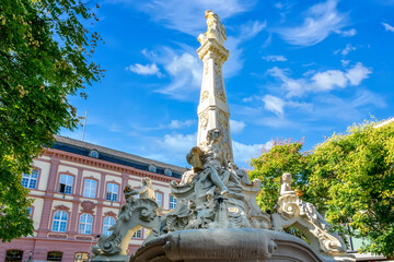 Wall Mural - Historic city center of Trier with Sankt Georgsbrunnen , Rheinland-Pfalz, Germany