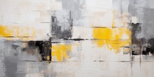 Closeup Of Abstract Rough Black Gray Yellow White Art Painting Texture