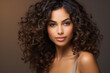 © deagreez - Generative IA picture portrait of young mixed race girl natural beauty stunning curls over light pastel color background