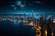 night city landscape aerial photography generative ai
