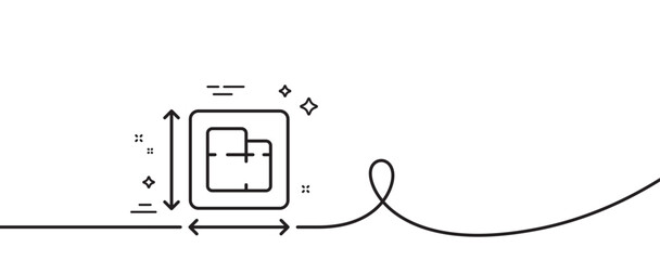 Floor plan line icon. Continuous one line with curl. Room dimension sign. House area measurement symbol. Floor plan single outline ribbon. Loop curve pattern. Vector