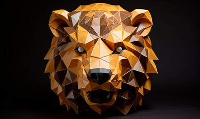 bear head portrait sculpture on a dark amber background created with Generative Ai