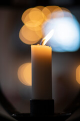 Wall Mural - Holy candlelight in an old Scandinvian church, closeup