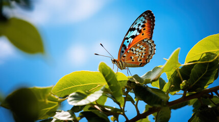 Wall Mural - Beautiful butterfly in nature (AI Generated) 