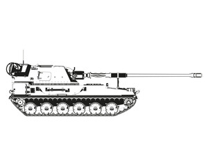 Wall Mural - AHS Krab in abstract. Polish self-propelled artillery. Polish weapons. Poland army. Military armored vehicle. Detailed vector illustration isolated on white background.