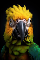 Wall Mural - Parrot in front of a black background illustration (AI Generated)