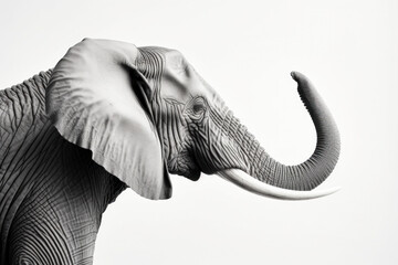 Beautiful elephant in front of a white background (AI Generated) 