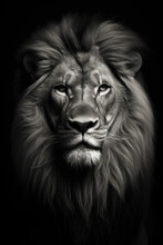 Lion In Front Of A Black Background (AI Generated)
