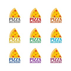 Canvas Print - Pizza delivery template icon isolated on white background. Set icons colorful