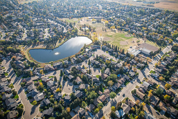 Wall Mural - Mirror Reflections: Lakeview, Saskatoon, Saskatchewan Aerial Tapestry