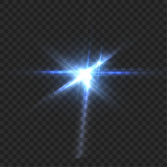 Leinwandbilder - Abstract blue flash of light and laser beams with glitter. Isolated on transparent background. Vector for art and web design.