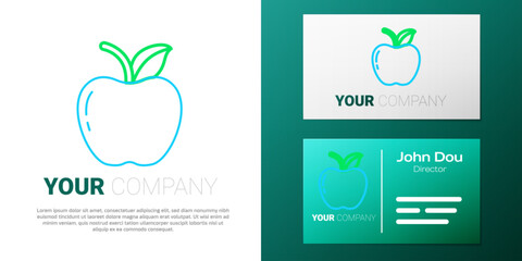 Poster - Line Apple icon isolated on white background. Fruit with leaf symbol. Colorful outline concept. Vector