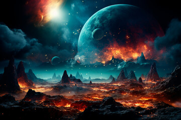 Wall Mural - alien landscape, fantasy alien,