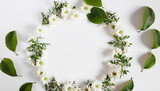 Fototapeta Kwiaty - frame of flowers with background copy space 
