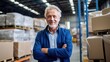 © artem - portrait of a senior man at work in warehouse, copy space