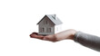 Hand holding model house for buy real estate concept.