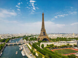 Fototapeta  - Paris aerial panorama with river Seine and Eiffel tower, France