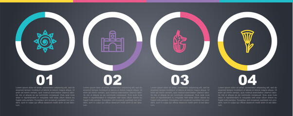 Sticker - Set line Sun, Egyptian house, anubis and lotus. Business infographic template. Vector