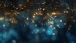 Gold glittering stars on a bokeh effect background. Golden background with shining particles