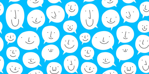 Wall Mural - blue color chat bubble seamless pattern illustration. cartoon text balloon in funny children doodle 