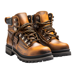 mountaineering boots cut out ,safety shoes isolated on transparent background ,generative ai