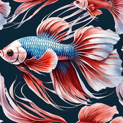 Wall Mural - a siam fish with blue and red colors Generative AI