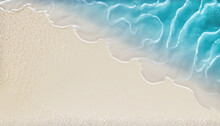 Abstract White Sand Beach With Transparent Water Wave From Above, Concept Banner Background Photo