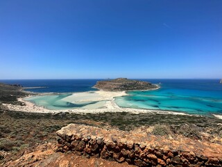 Canvas Print - Spectacular view of Balos beach in Crete, Greece with a wide sandy beach