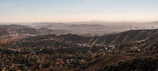 Sticker - Scenic view of Los Angeles in the backdrop of Angeles forest